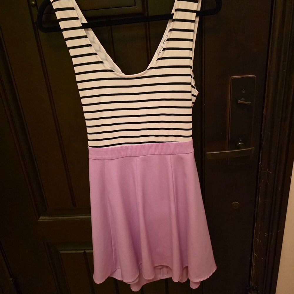 HYFVE Striped Top & Lavender Skirt Dress – Size L – Crisscross Open Back